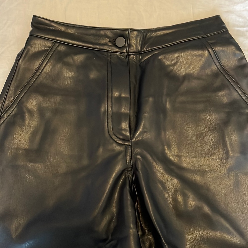 Leather wide leg trouser